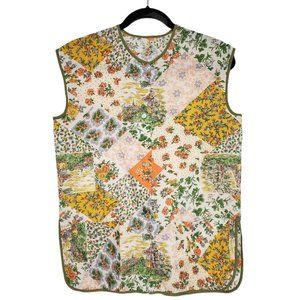 70s Vintage Handmade Snap Front Apron Artist Smock